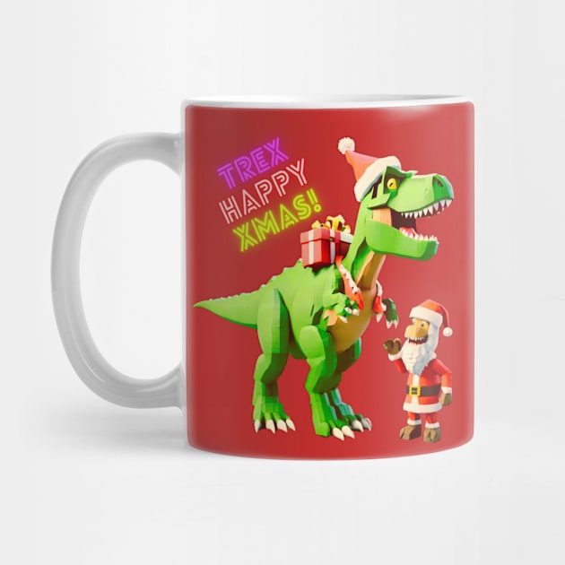 T-Rex and Santa Claus by Tee Trendz